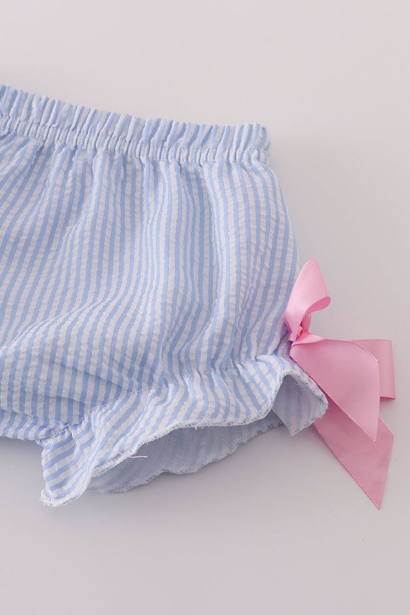 BLUE MOUSE APPLIQUE BOW BLOOMER SET