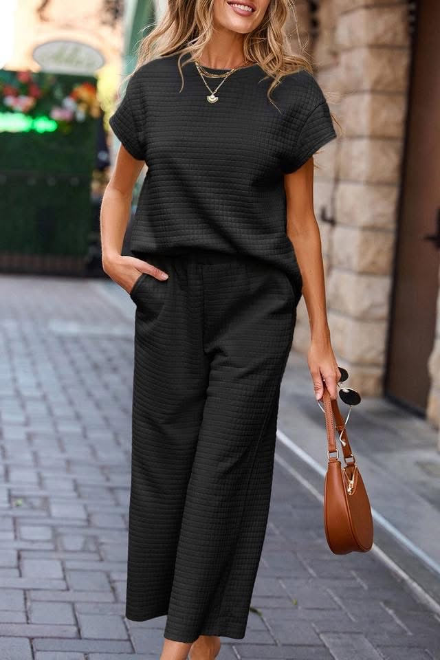 Textured Top & Pants Set