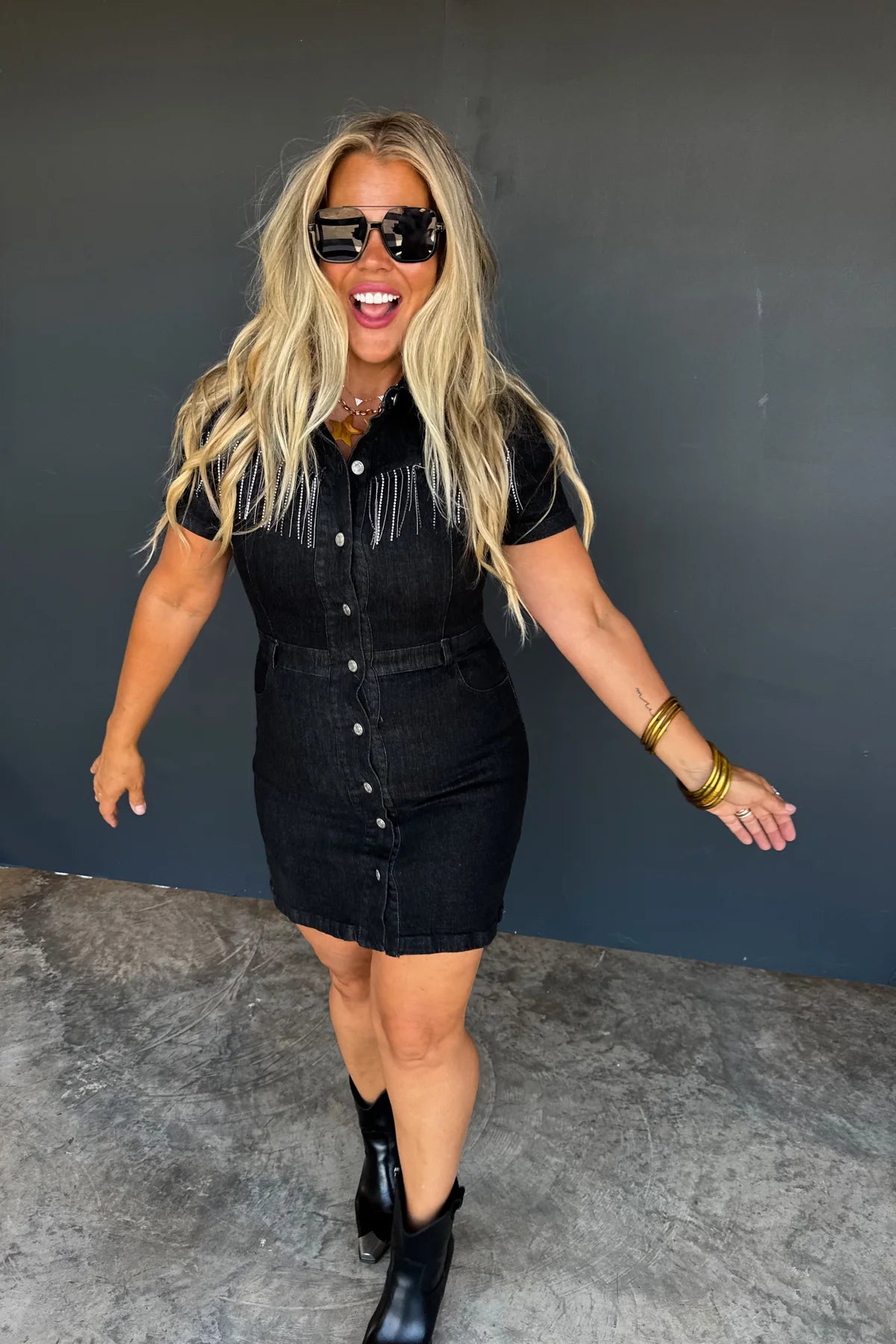 Rhinestone Rodeo Denim Dress