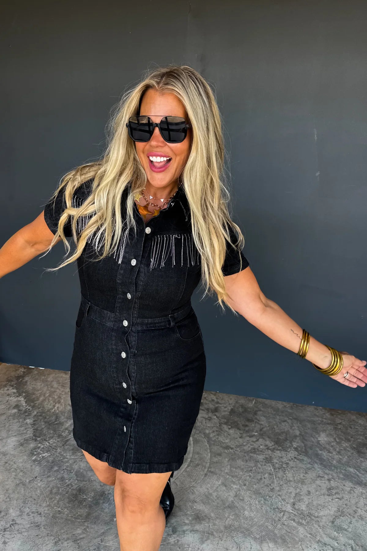 Rhinestone Rodeo Denim Dress