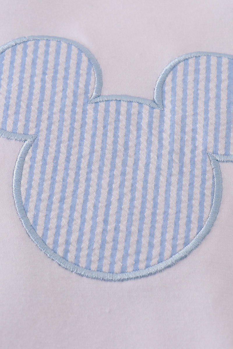BLUE MOUSE APPLIQUE BUBBLE