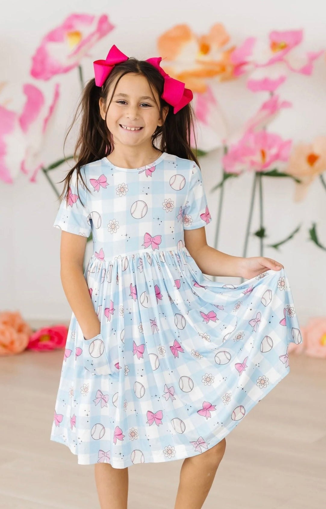 TAKE ME OUT TO THE BOW GAME TWIRL DRESS