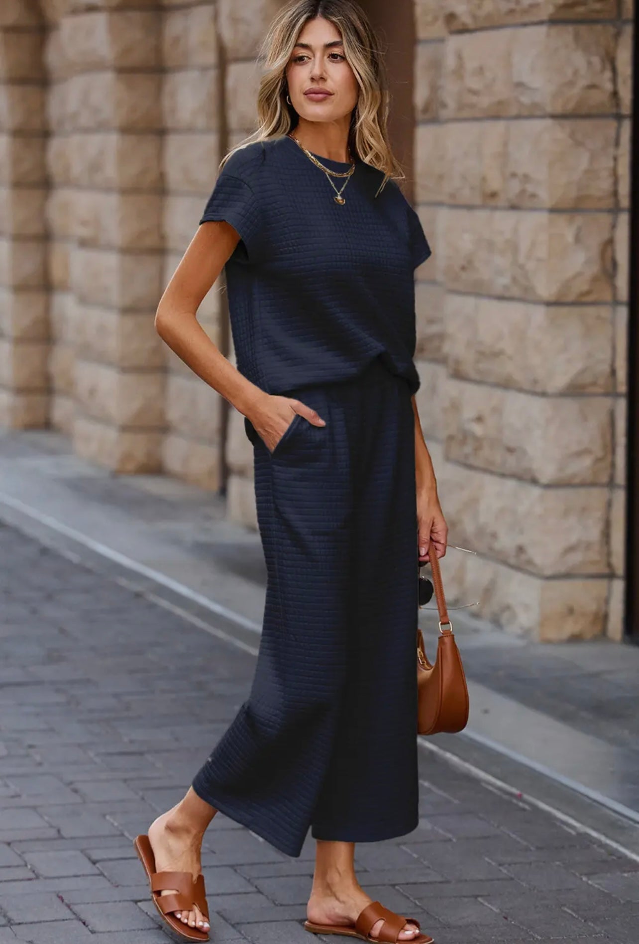 Textured Top & Pants Set
