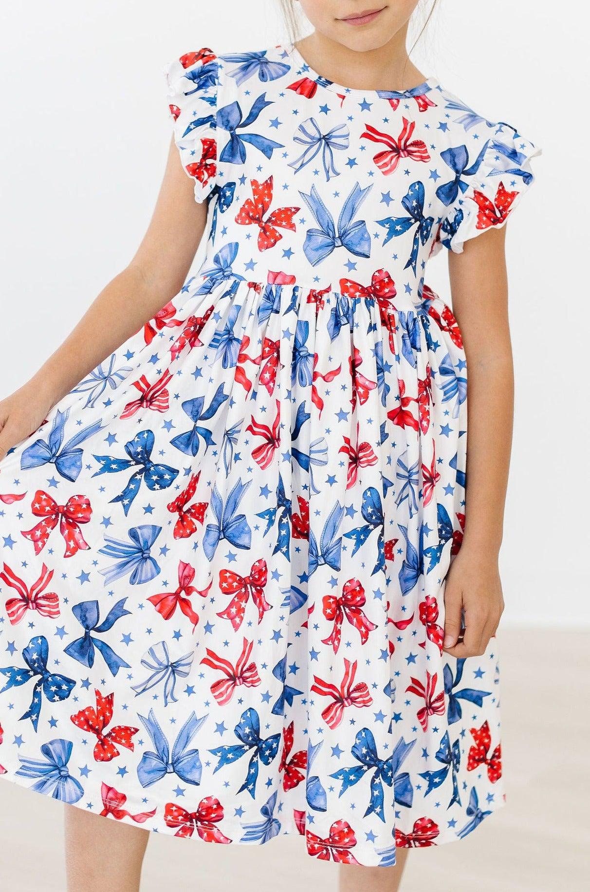 BORN TO SPARKLE FLUTTER SLEEVE TWIRL DRESS