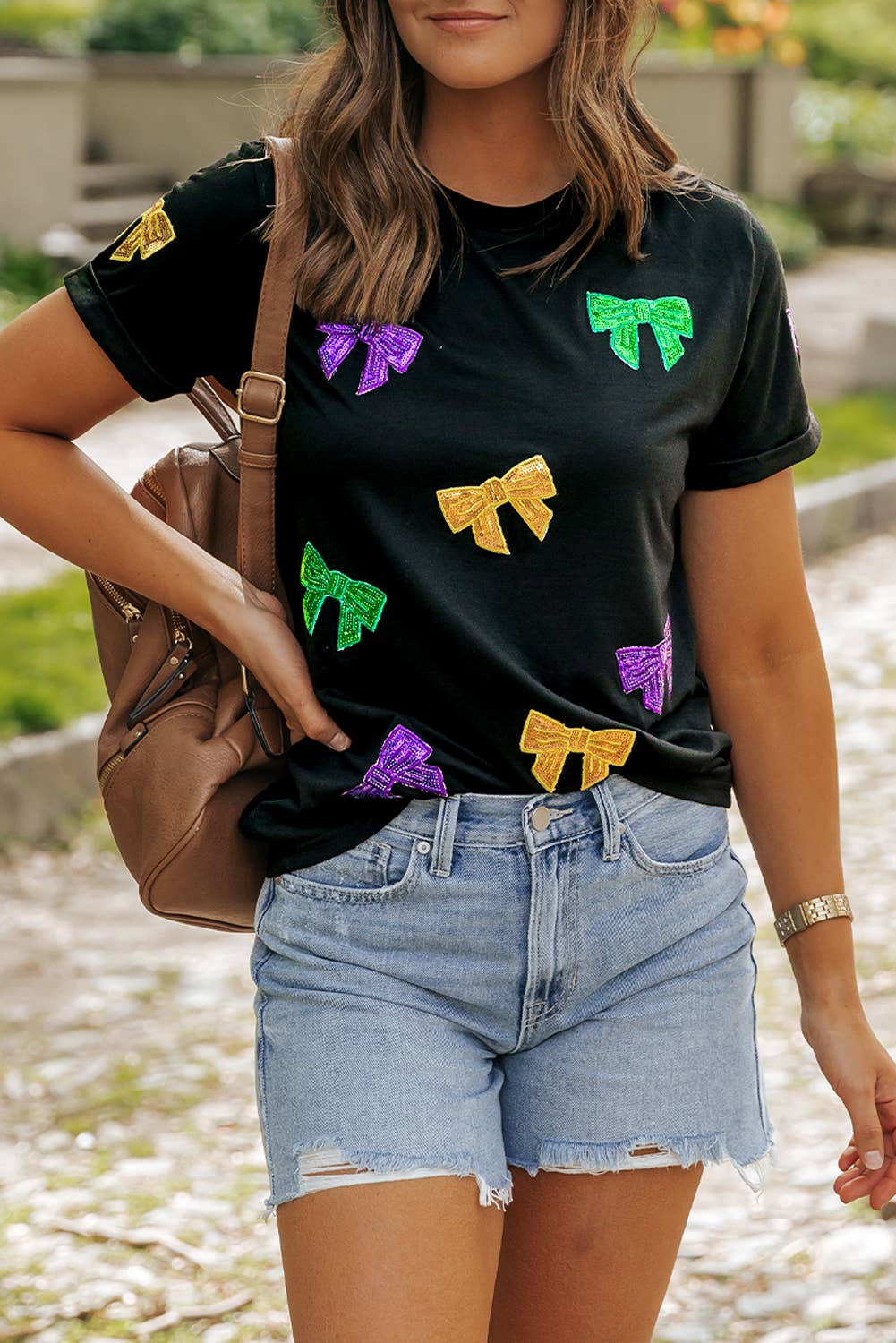 Mardi Gras Sequin Bow Shirt