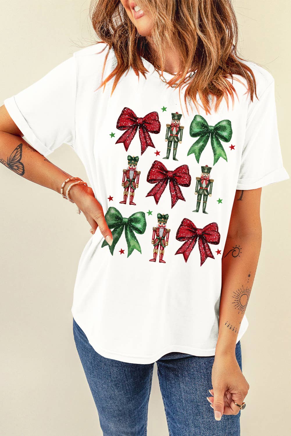 Bow Nutcracker Christmas Graphic T Shirt