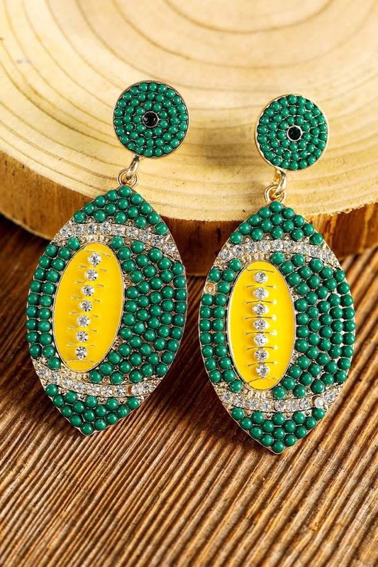 Green Football Earrings