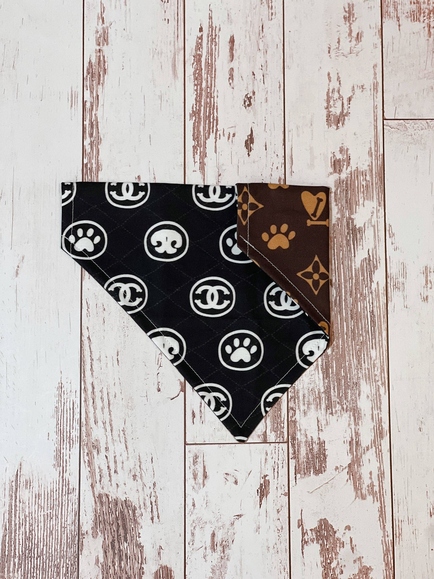 Chewy Vuitton & Chewnel Reversible Dog Bandana