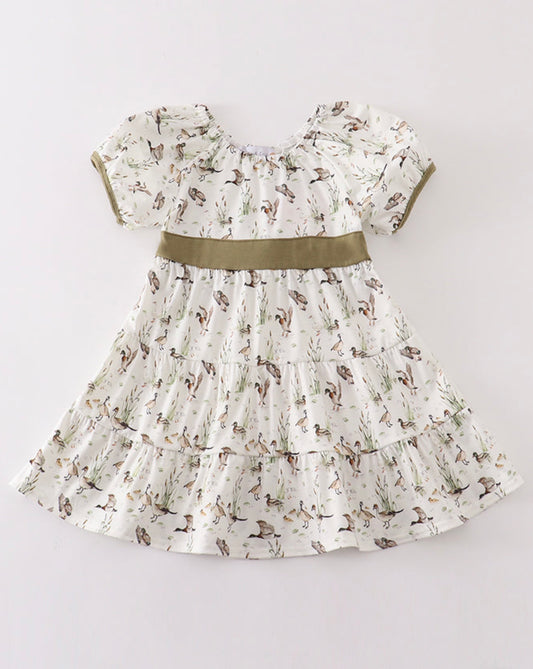 Sage Duck Tiered Dress