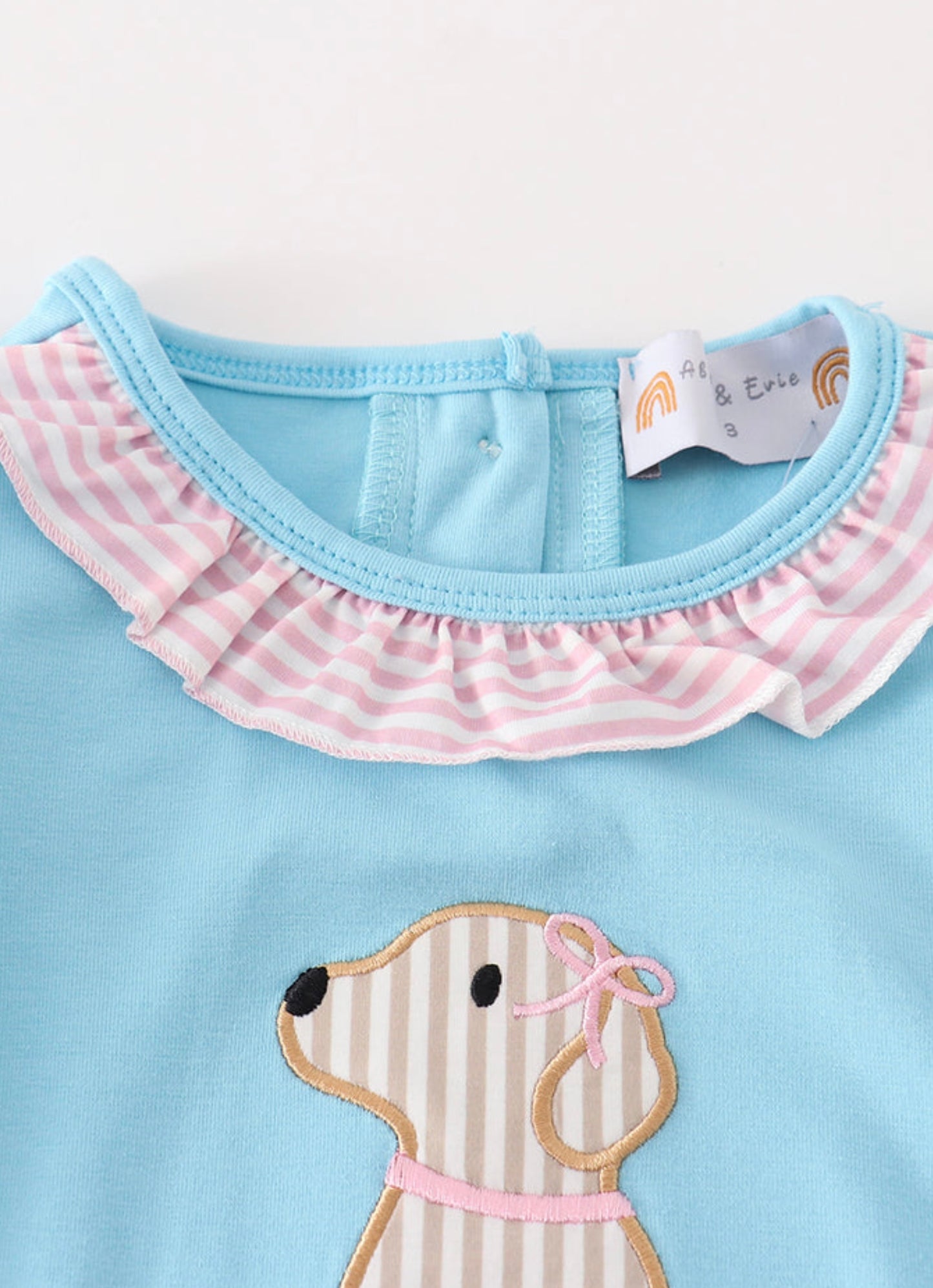 Blue Puppy Appliqué Dress