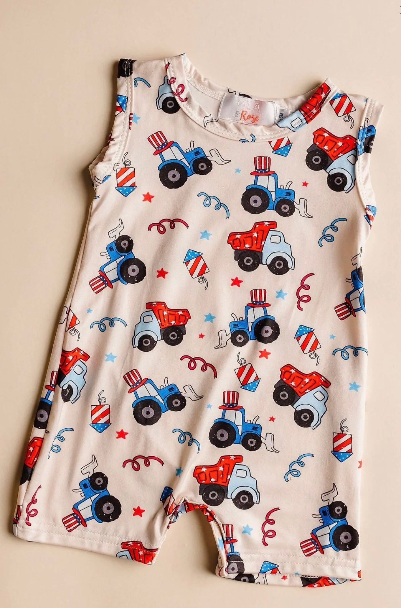 4TH OF JULY TRACTOR SHORTY ONE-PIECE