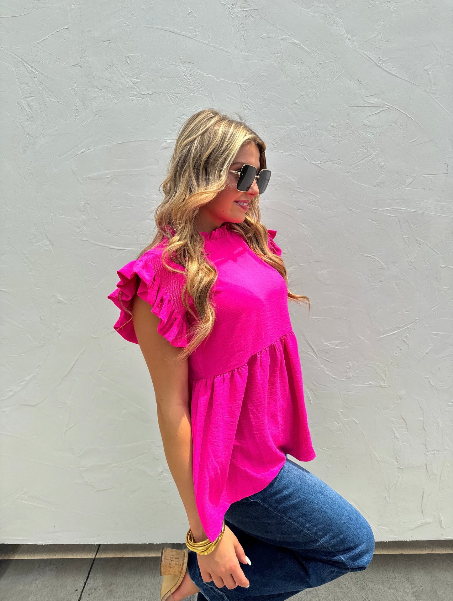 IZABEL RUFFLE SLEEVE TOP