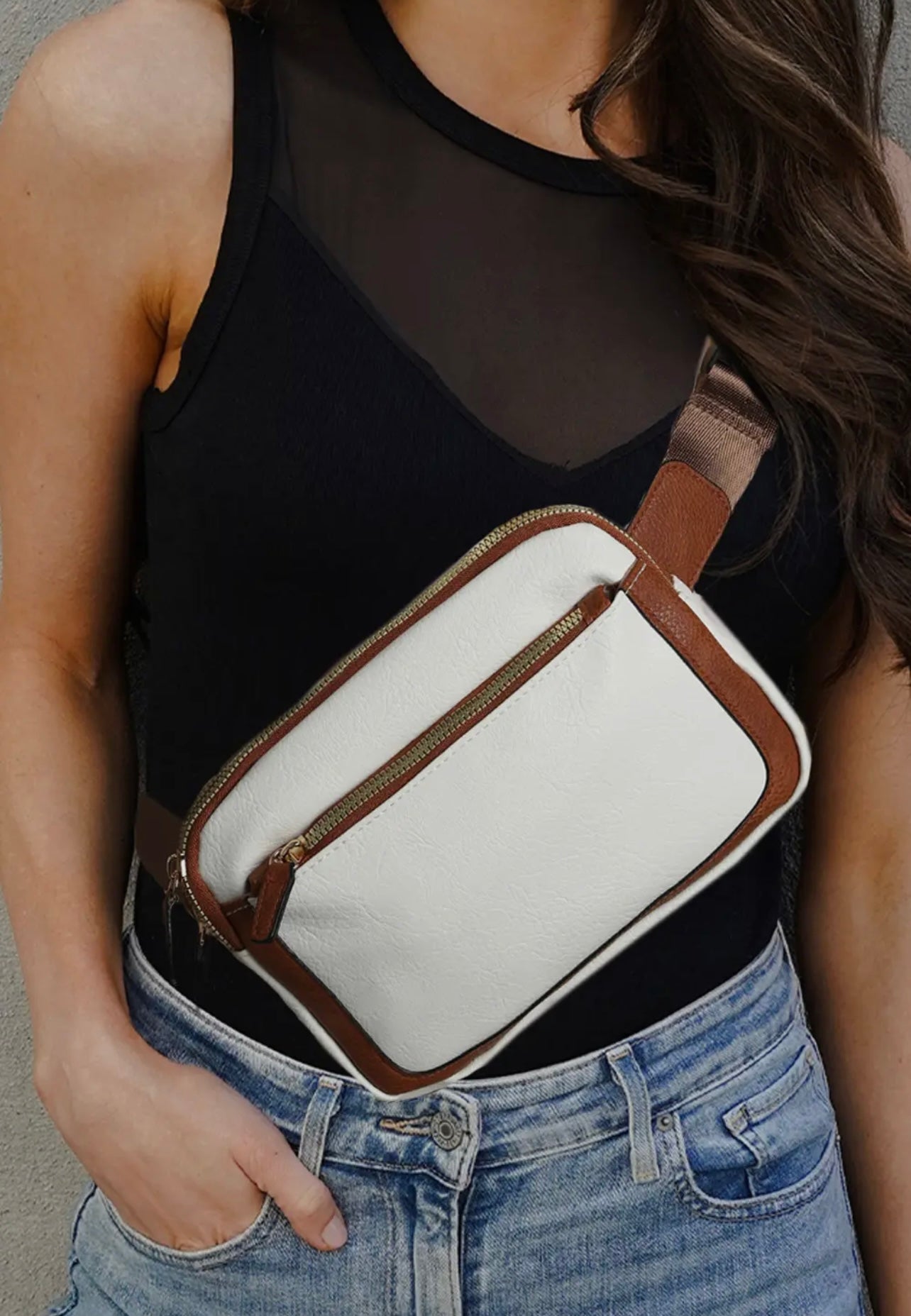 White Leather Crossbody Bag