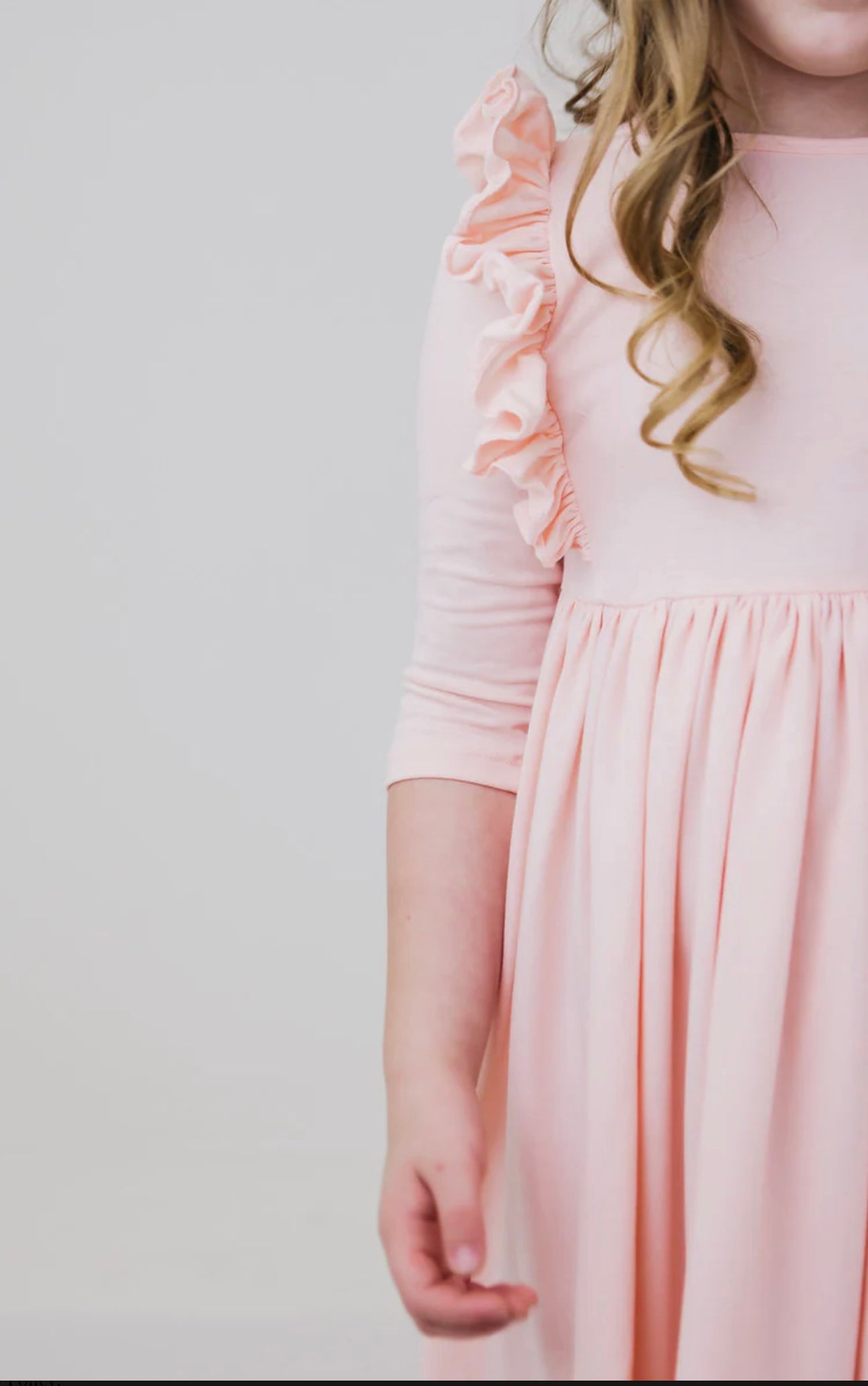 PETAL PINK 3/4 RUFFLE TWIRL DRESS