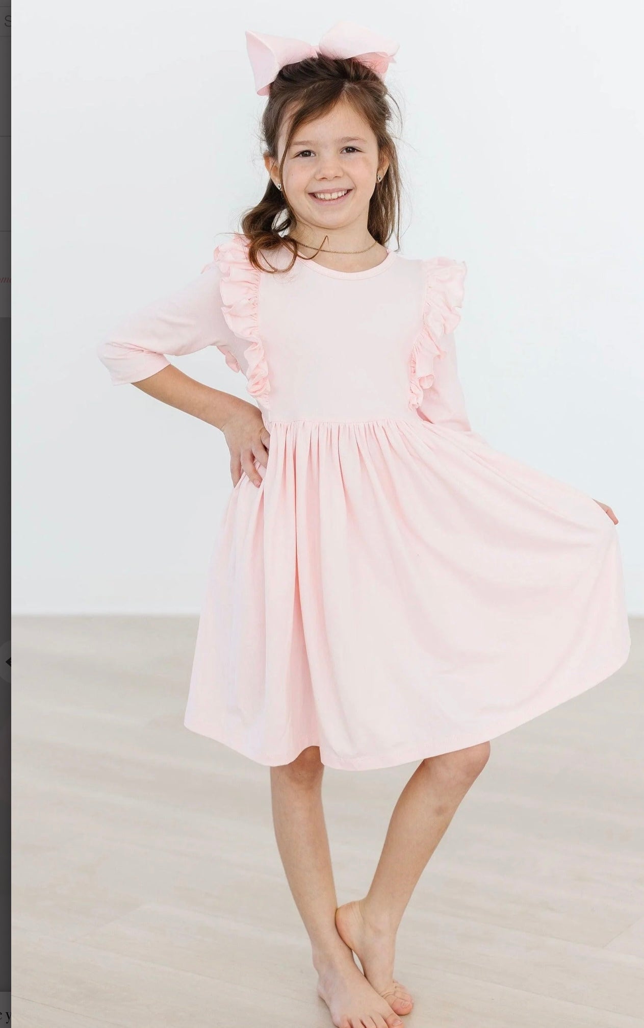 PETAL PINK 3/4 RUFFLE TWIRL DRESS