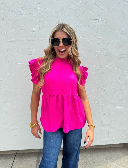 IZABEL RUFFLE SLEEVE TOP