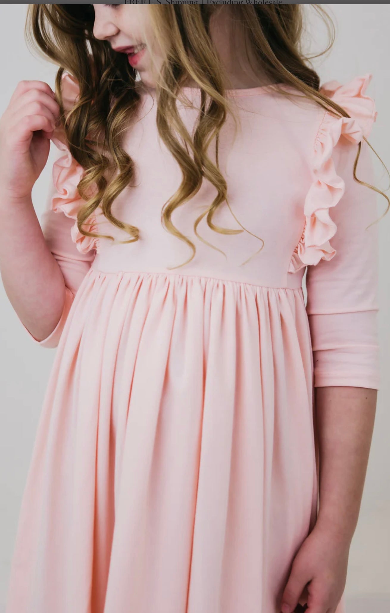 PETAL PINK 3/4 RUFFLE TWIRL DRESS