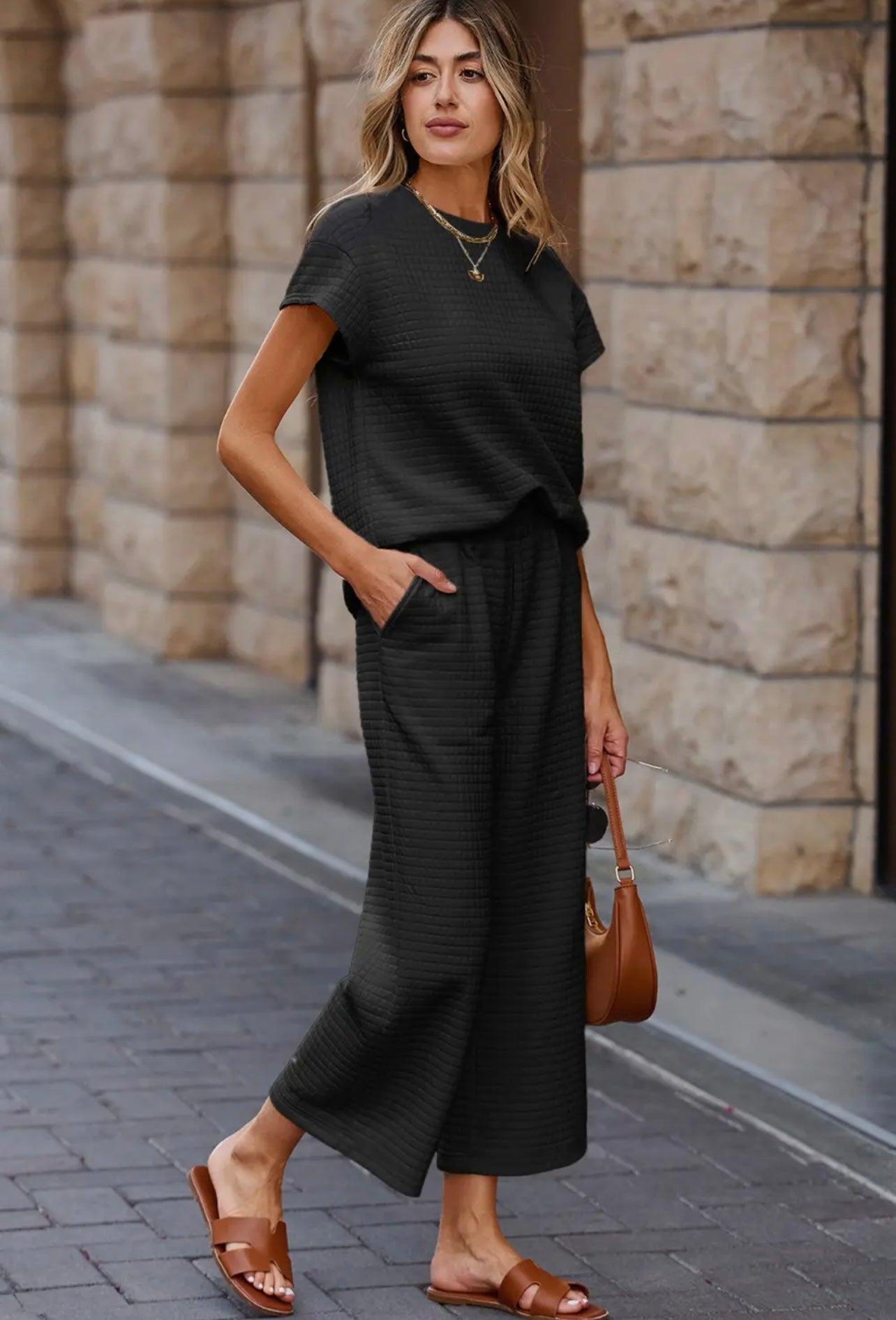 Textured Top & Pants Set