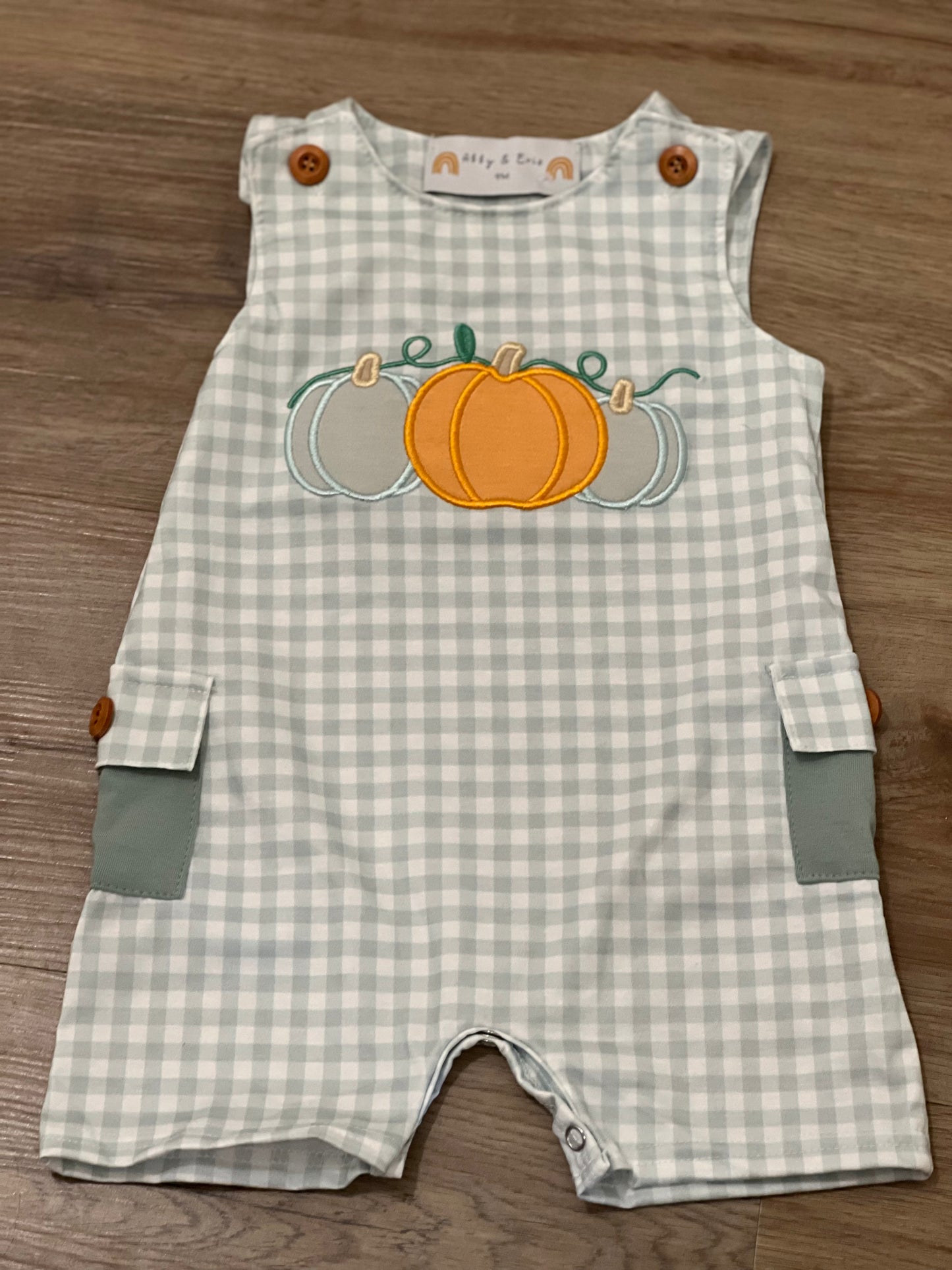 GREEN PUMPKIN EMBROIDERY PLAID JONJON