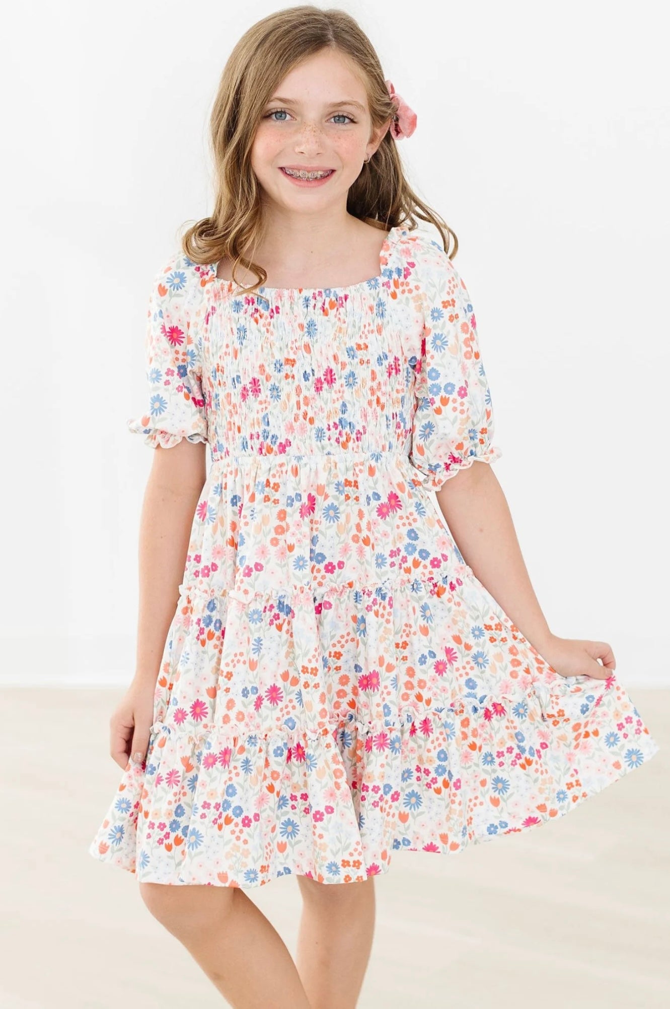 MEADOW MAGIC SMOCKED RUFFLE DRESS