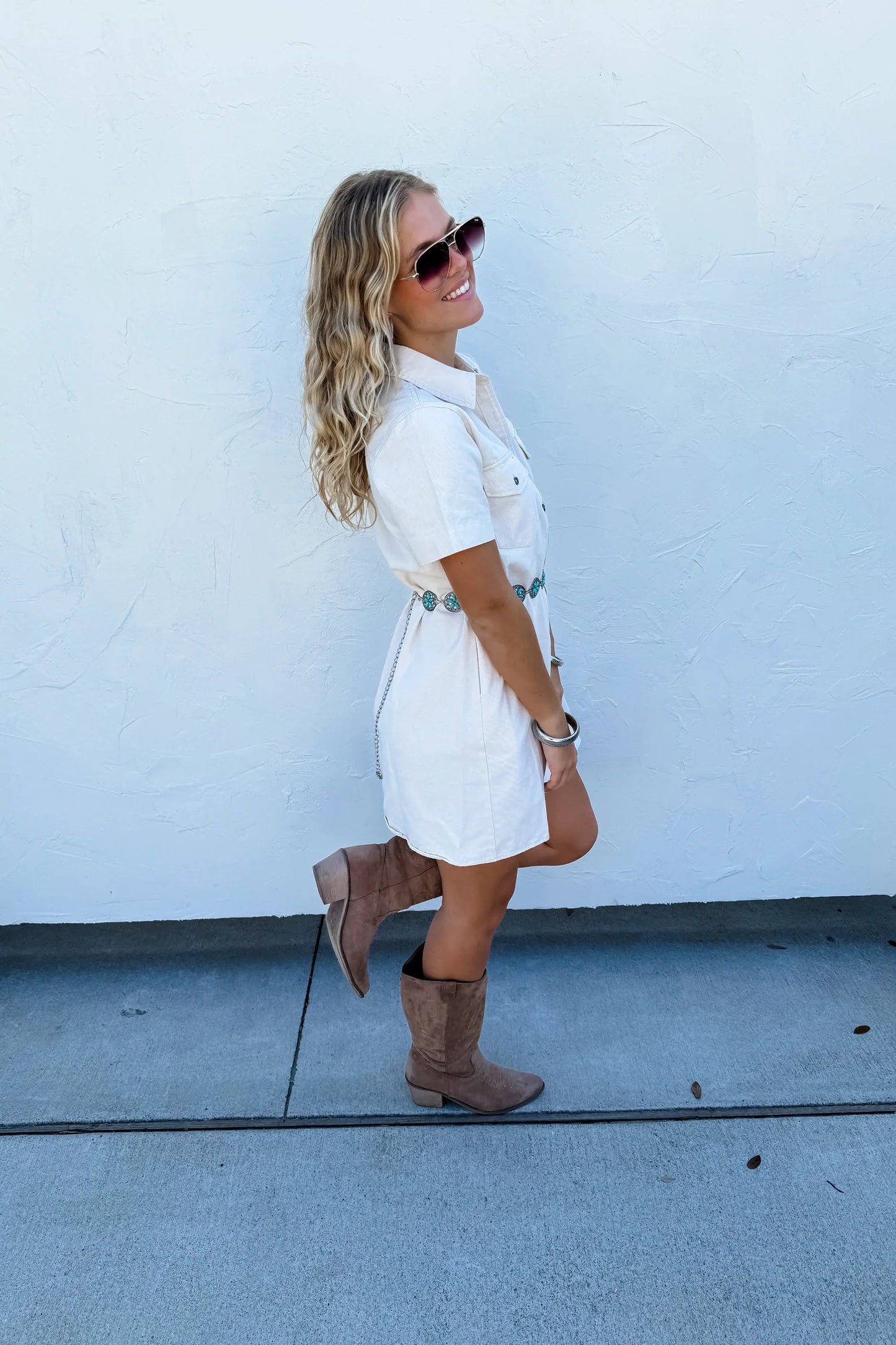 LILA DENIM DRESS IN CREAM