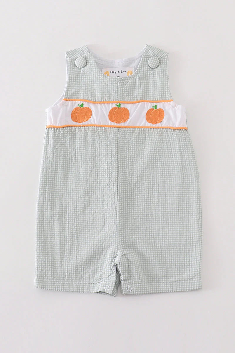 GREEN PUMPKIN EMBROIDERY PLAID JONJON