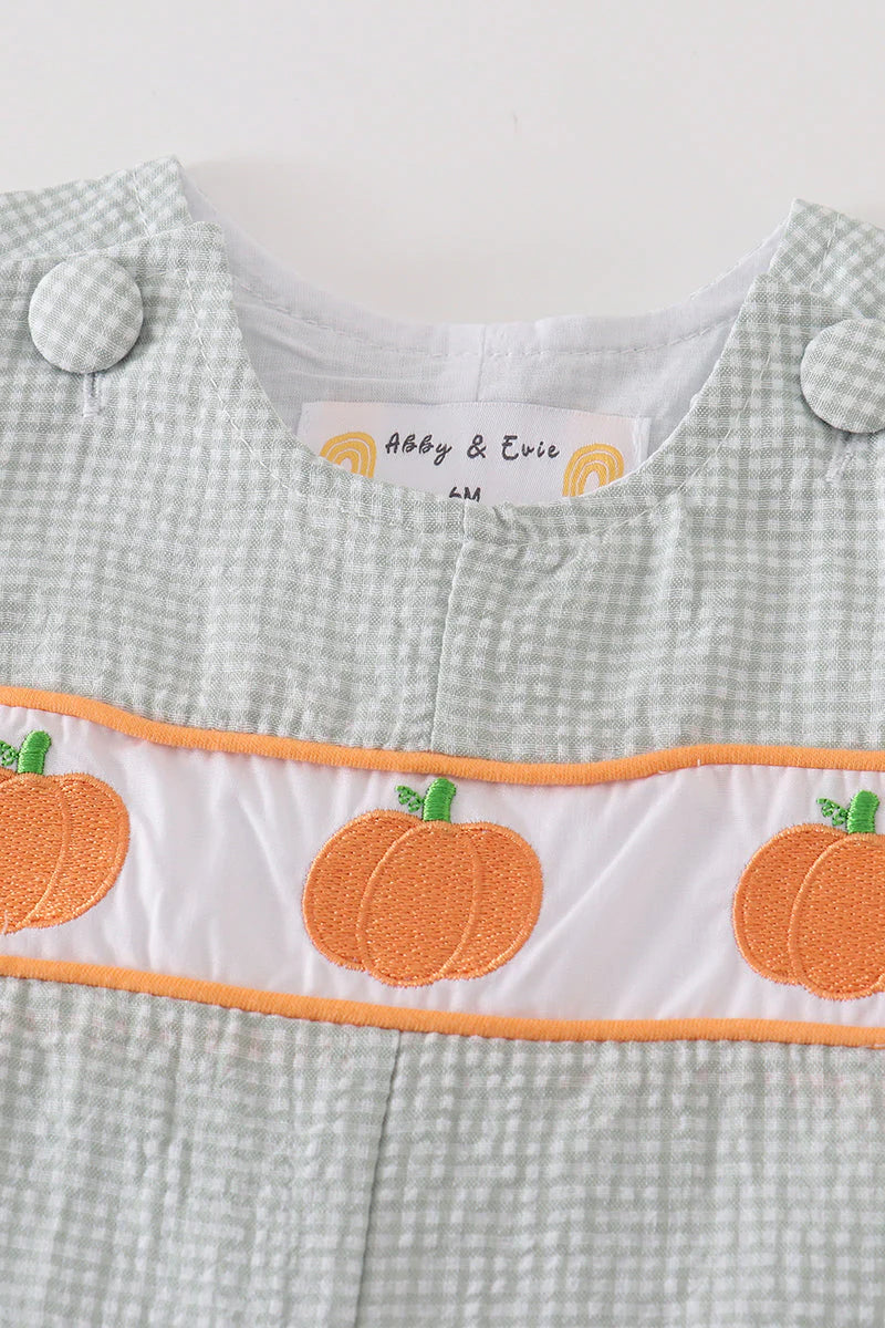 GREEN PUMPKIN EMBROIDERY PLAID JONJON