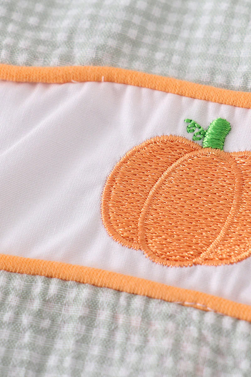 GREEN PUMPKIN EMBROIDERY PLAID JONJON