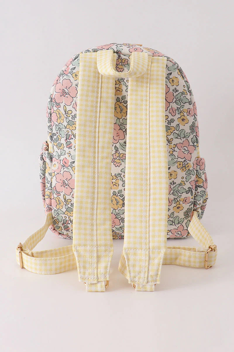 YELLOW FLORAL RUFFLE BACKPACK - SMALL