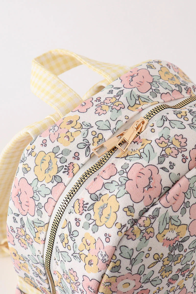 YELLOW FLORAL RUFFLE BACKPACK - SMALL