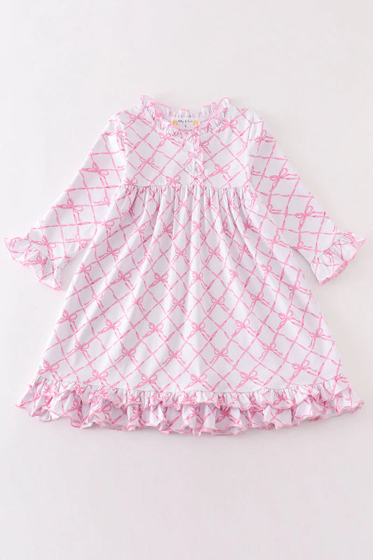 PINK BOW RUFFLE PAJAMA DRESS