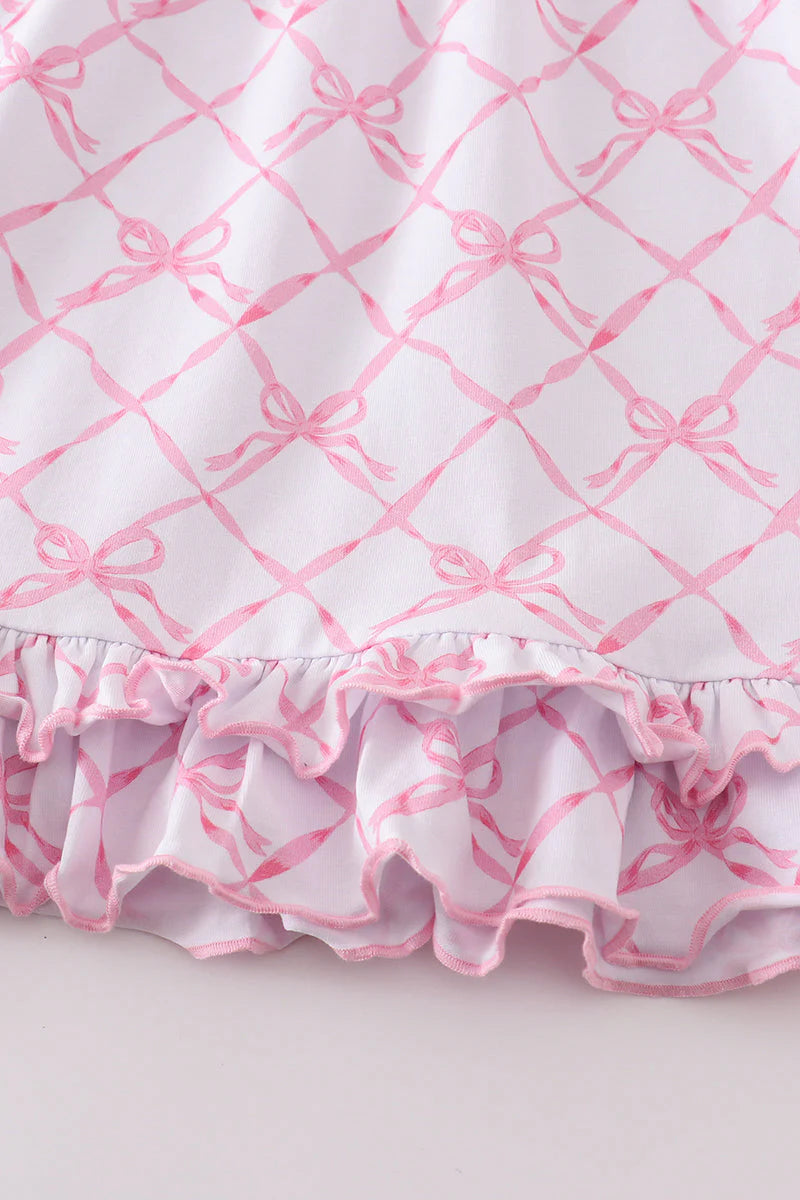 PINK BOW RUFFLE PAJAMA DRESS