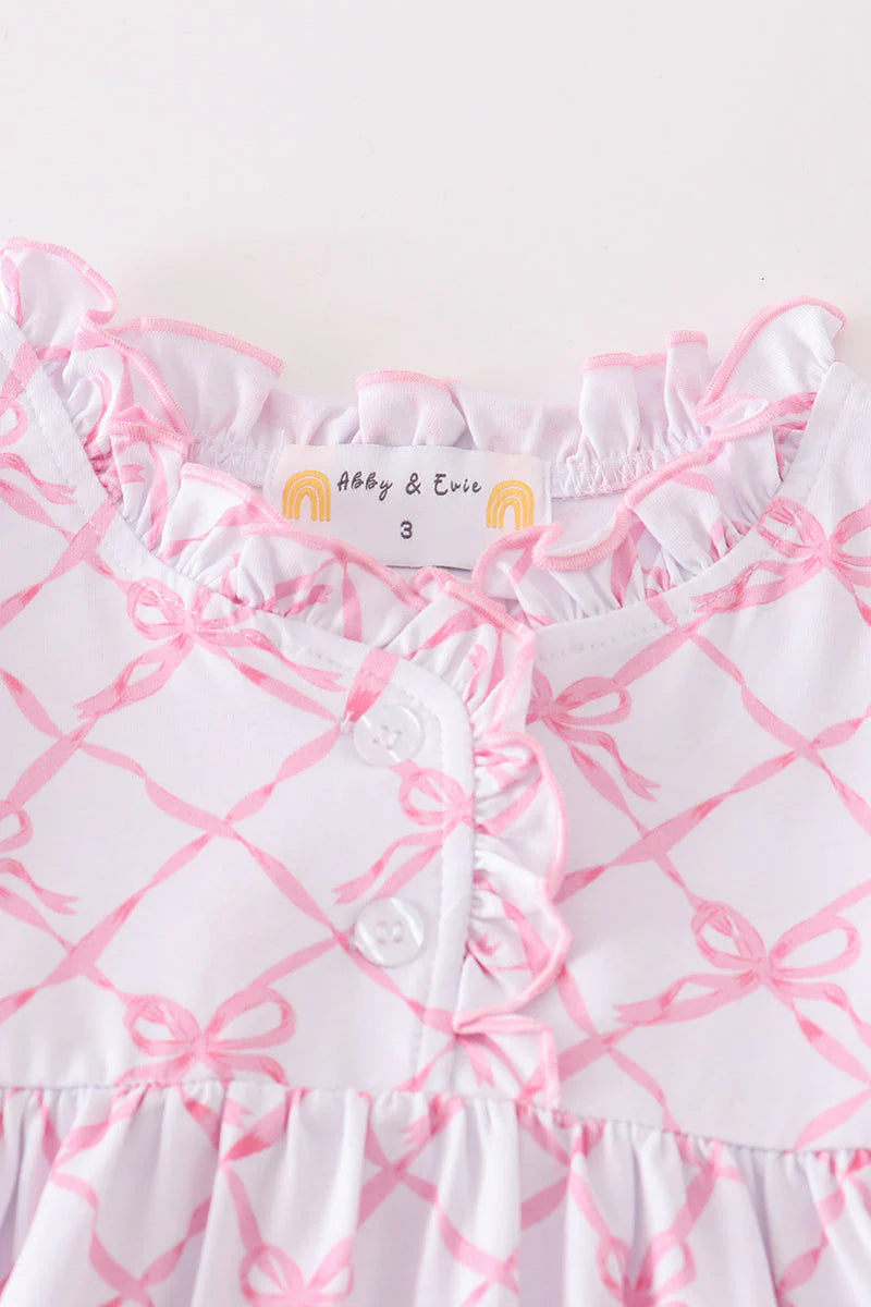 PINK BOW RUFFLE PAJAMA DRESS