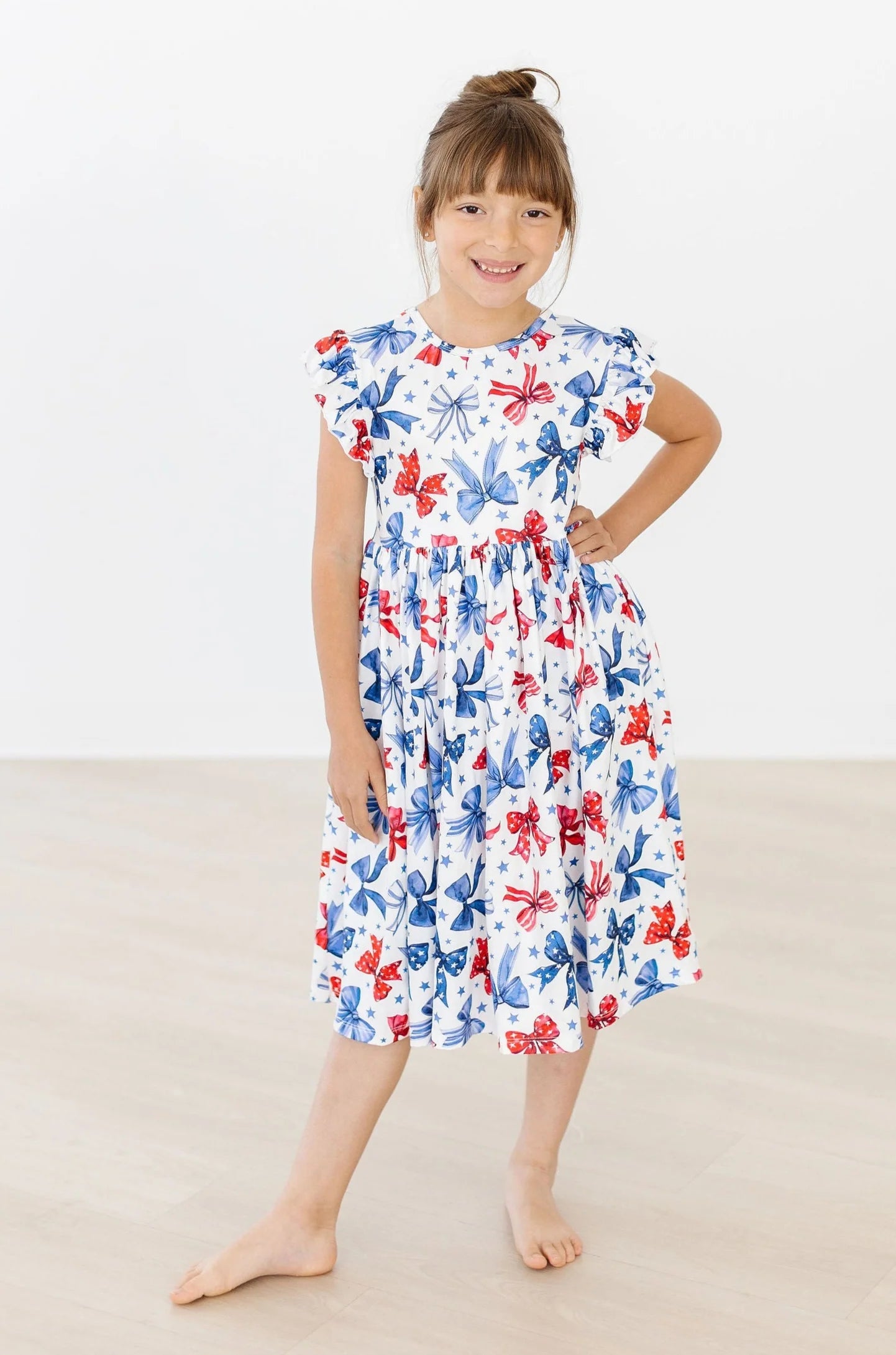 BORN TO SPARKLE FLUTTER SLEEVE TWIRL DRESS