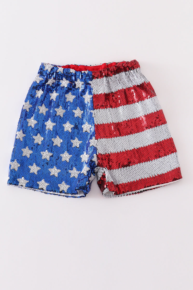 Patriotic Sequin Shorts Women