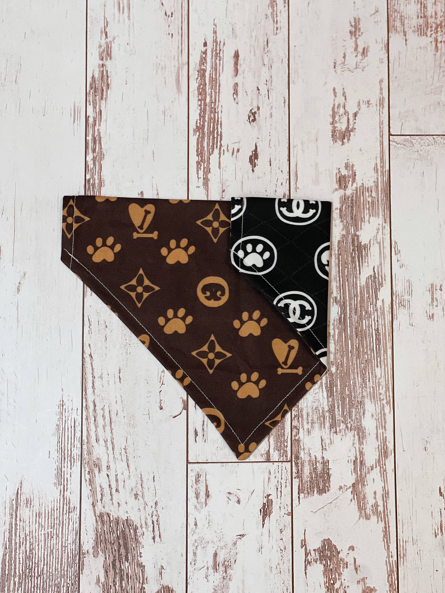 Chewy Vuitton & Chewnel Reversible Dog Bandana