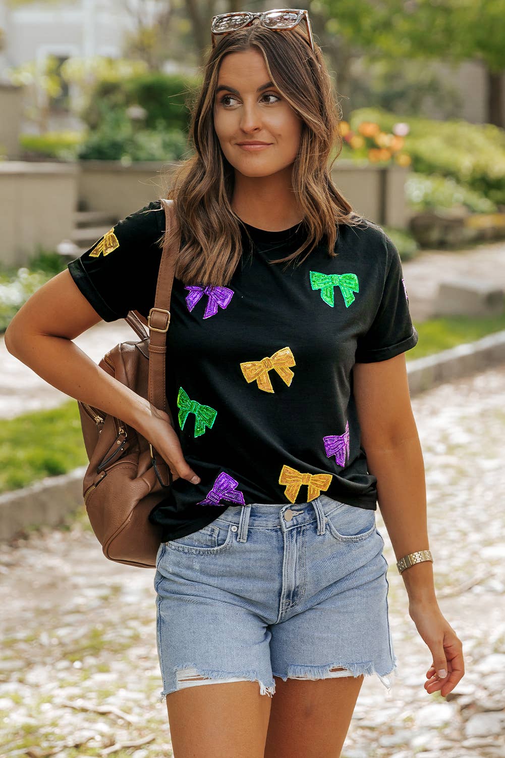 Mardi Gras Sequin Bow Shirt