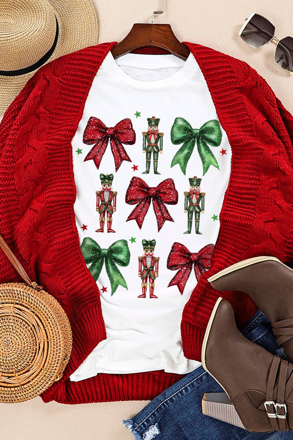 Bow Nutcracker Christmas Graphic T Shirt