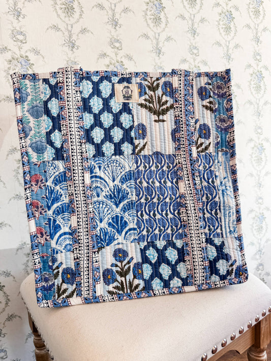 Blue City | Large Quilted Tote Bag